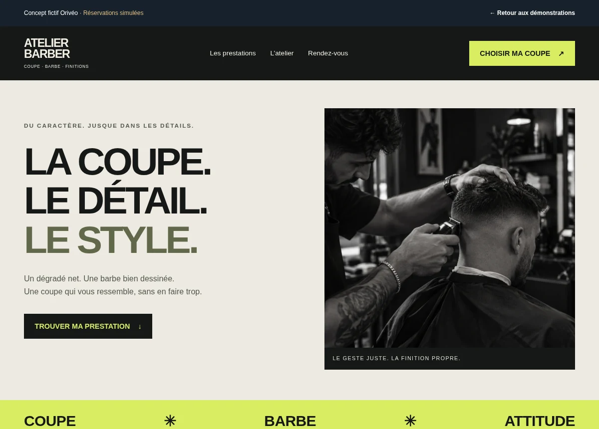 Capture réelle du concept Atelier Barber