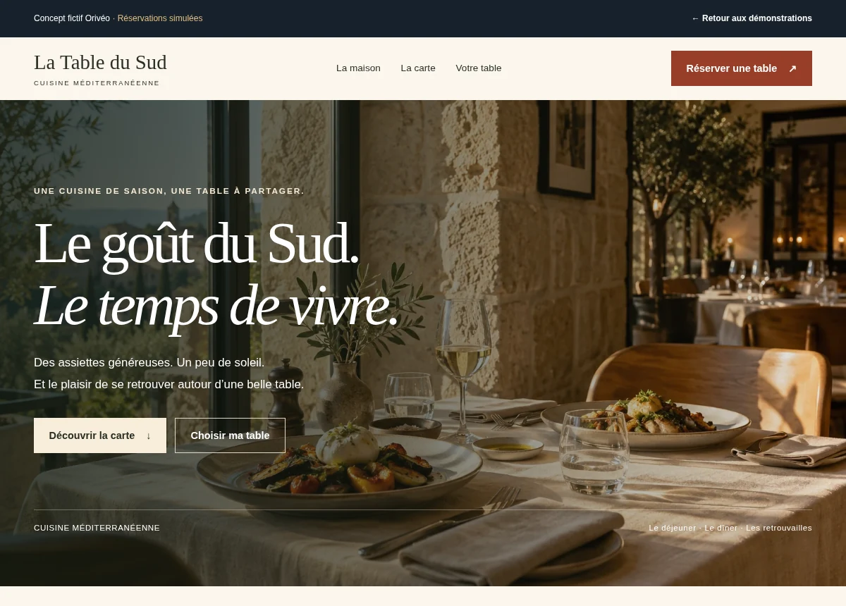 Capture réelle du concept La Table du Sud